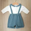 Costum pentru botez din in prespălat Bleu