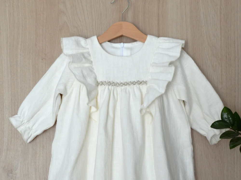 Rochie in perle 1 Rochie din in prespălat Ivoire