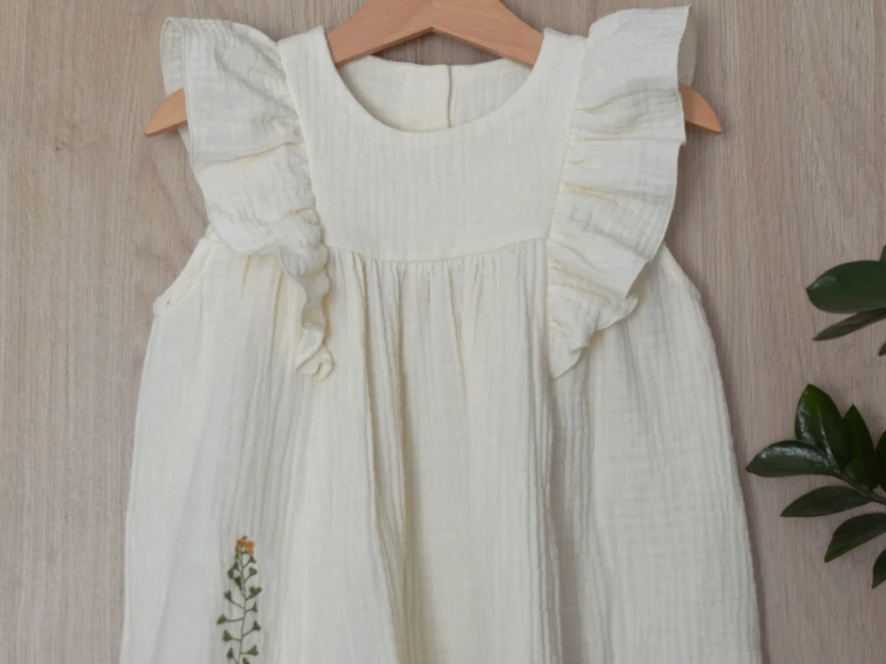 Rochie muselina botez 3 Rochie Ivoire - Floare de muselină